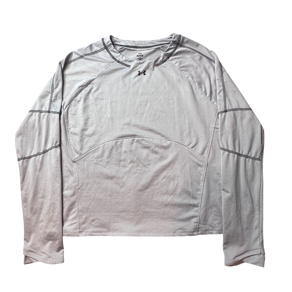 Under Armour Shirt Womens L Gray 1373970 Fitted Long Sleeve Athletic Base Layer